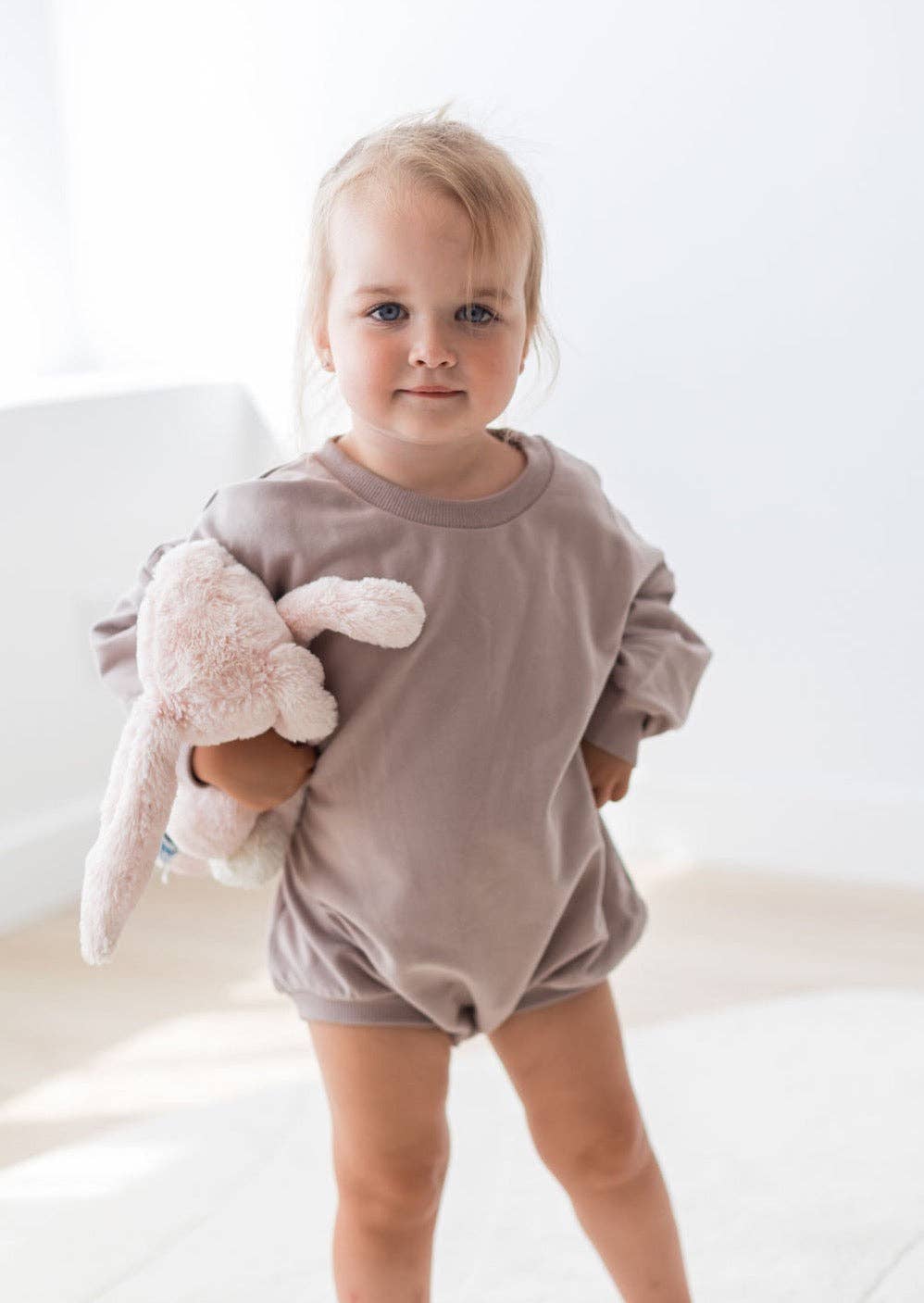 Mila & Co. Sweatshirt Bubble Romper in Pale Mulberry