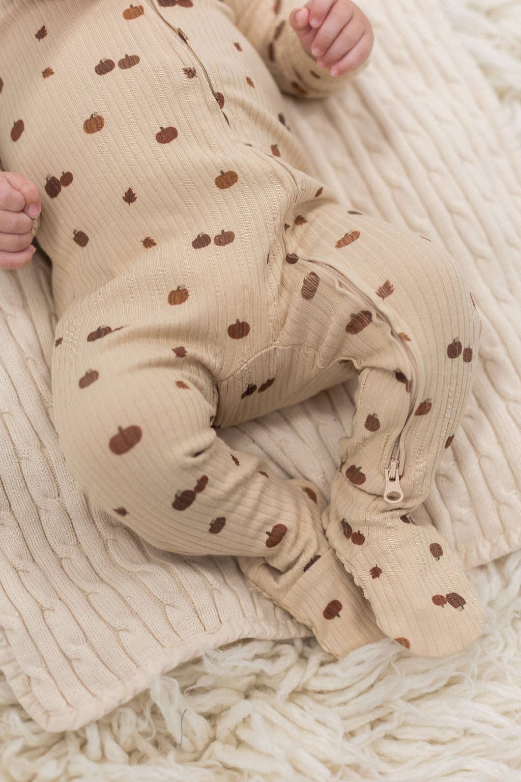 Mila & Co. Ribbed Footie in Pumpkin