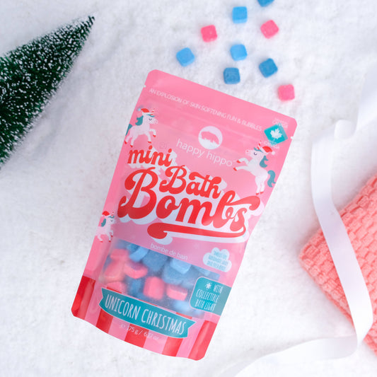 Happy Hippo Unicorn Christmas Mini Bath Bombs with Bath Light
