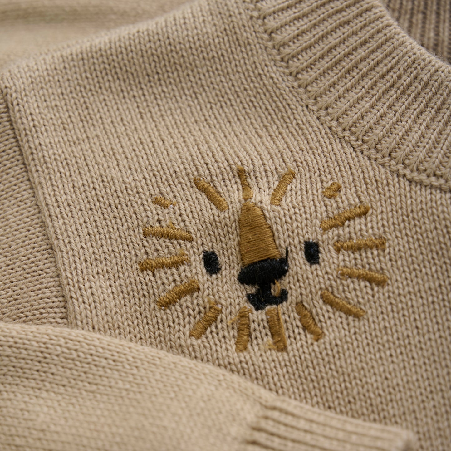 Minymo Knit Cardigan with Embroidered Lions