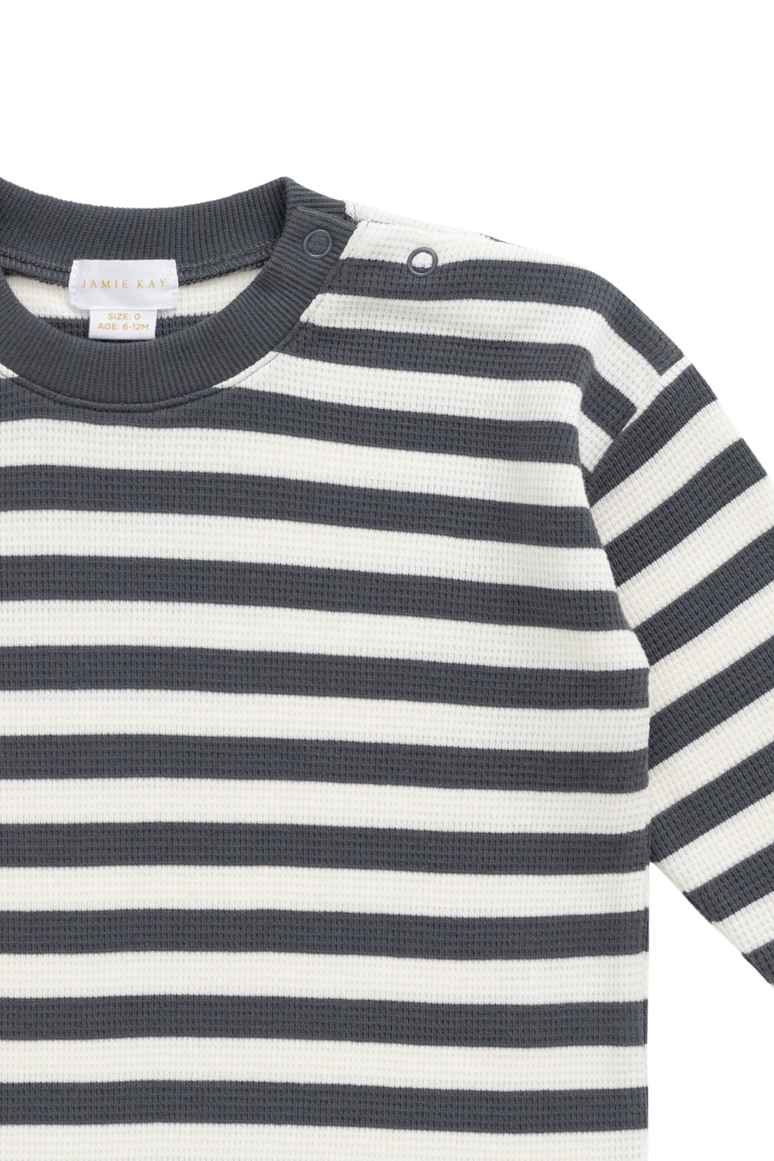 Jamie Kay Organic Cotton Waffle Leith Long Sleeve Top in Oliver Stripe Atlantic/Cloud