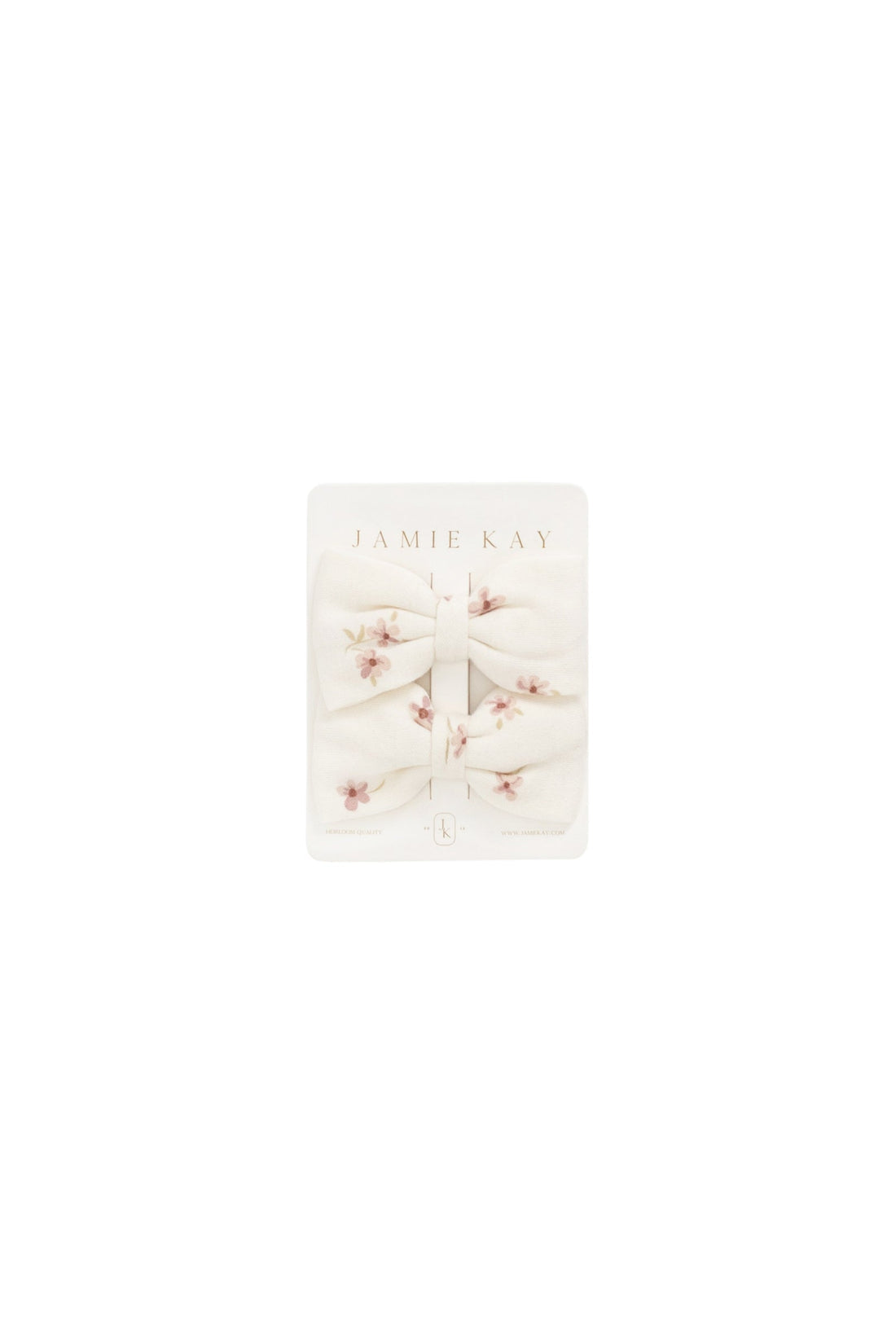 Organic Cotton Noelle 2 Pk Bow in Simple Flowers Egret