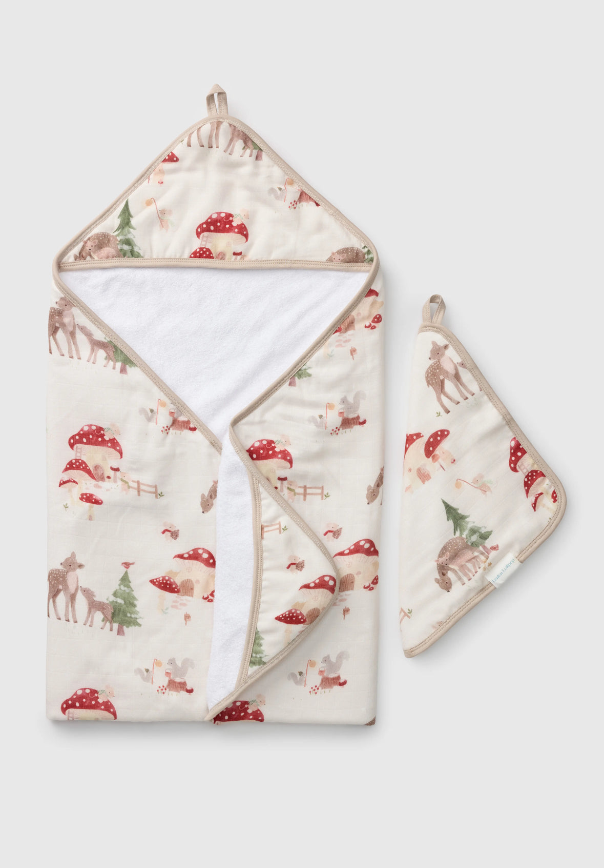LouLou Lollipop Muslin Cotton Hooded Towel Set in Forest Families