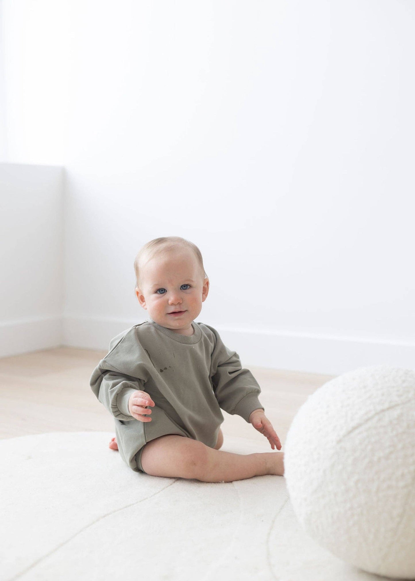 Mila & Co. Sweatshirt Bubble Romper in Basil
