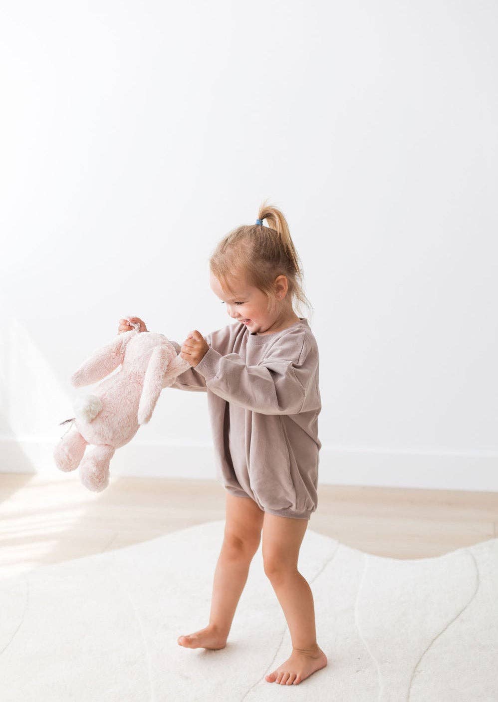 Mila & Co. Sweatshirt Bubble Romper in Pale Mulberry