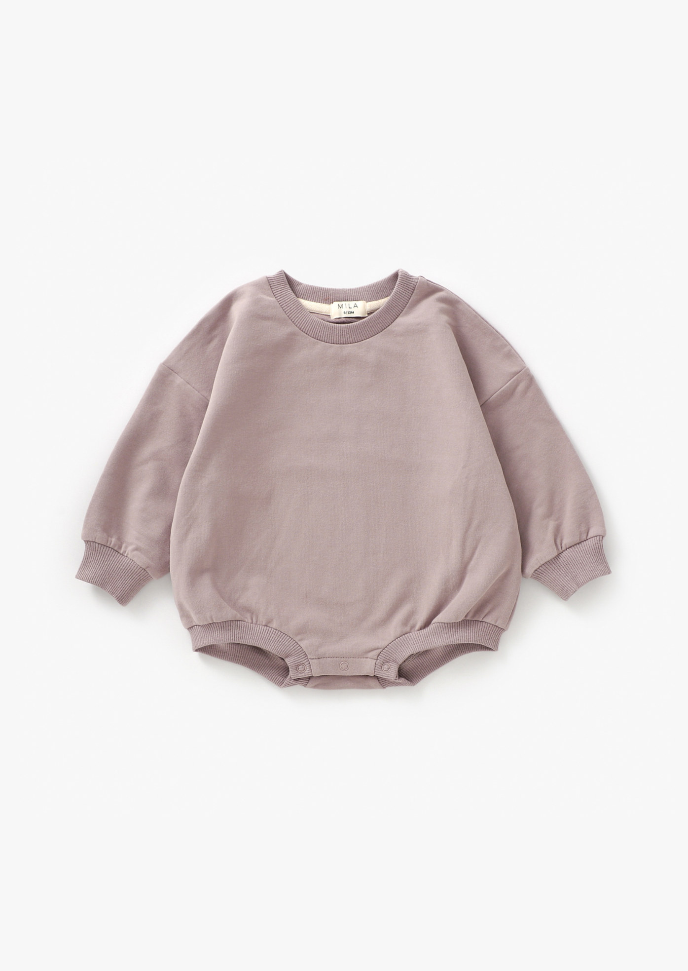 Mila & Co. Sweatshirt Bubble Romper in Pale Mulberry