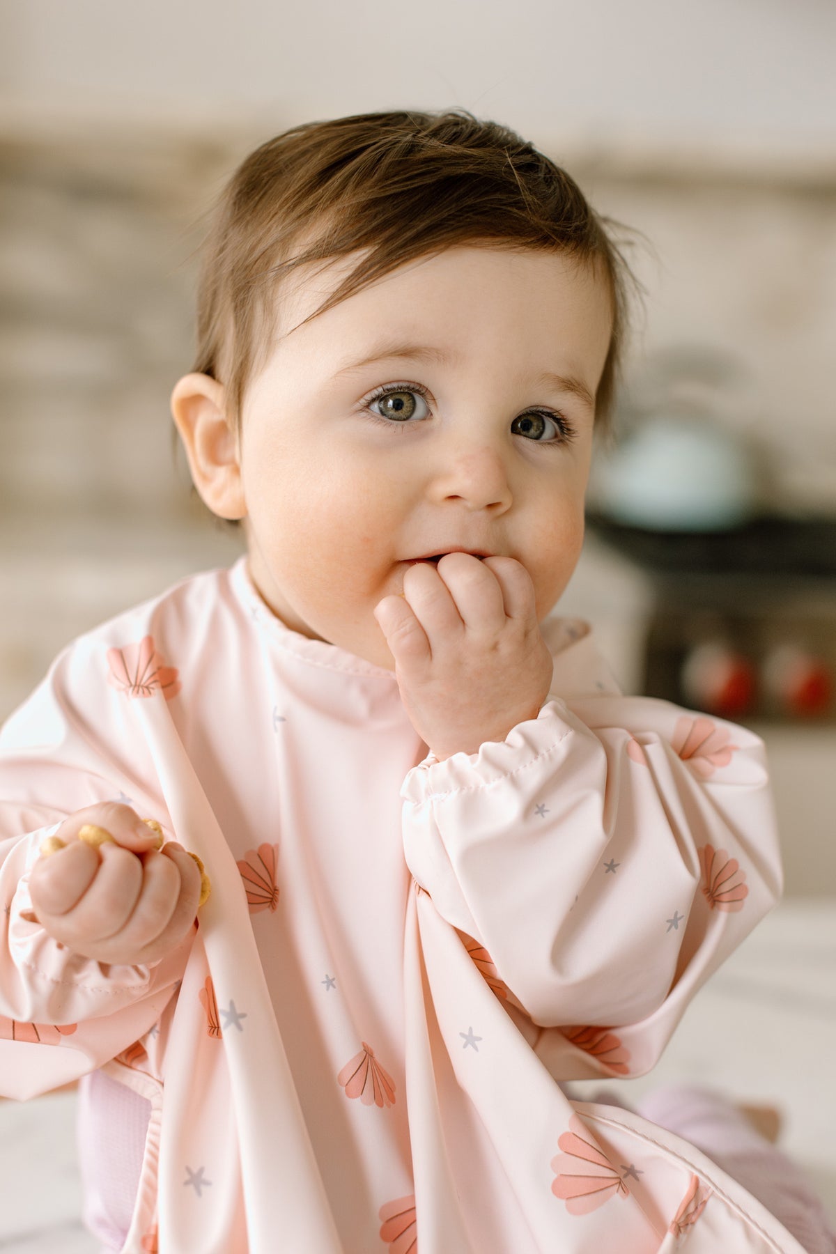 LouLou Lollipop Long Sleeve Bib in Seashells