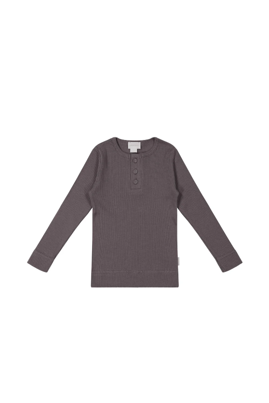 Jamie Kay Organic Cotton Modal Long Sleeve Henley in Carob