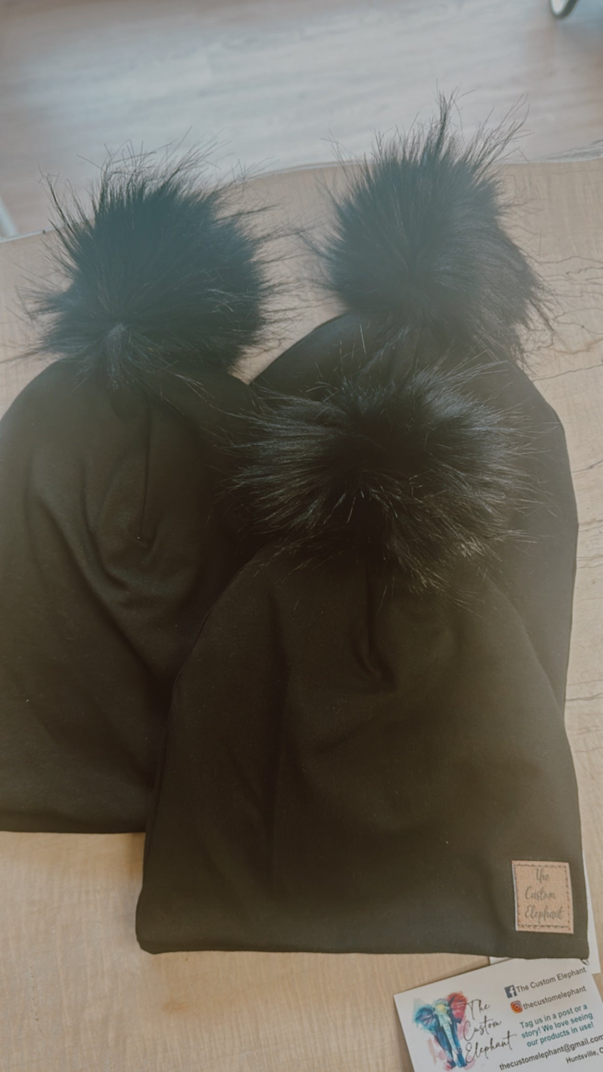 The Custom Elephant Pom Beanies
