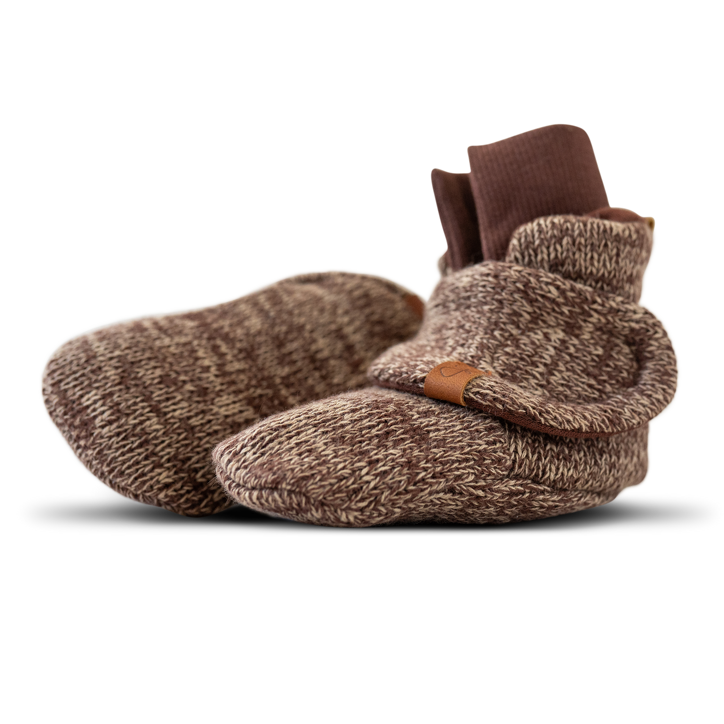 Goumi Knit Baby Stay on Booties in Bark