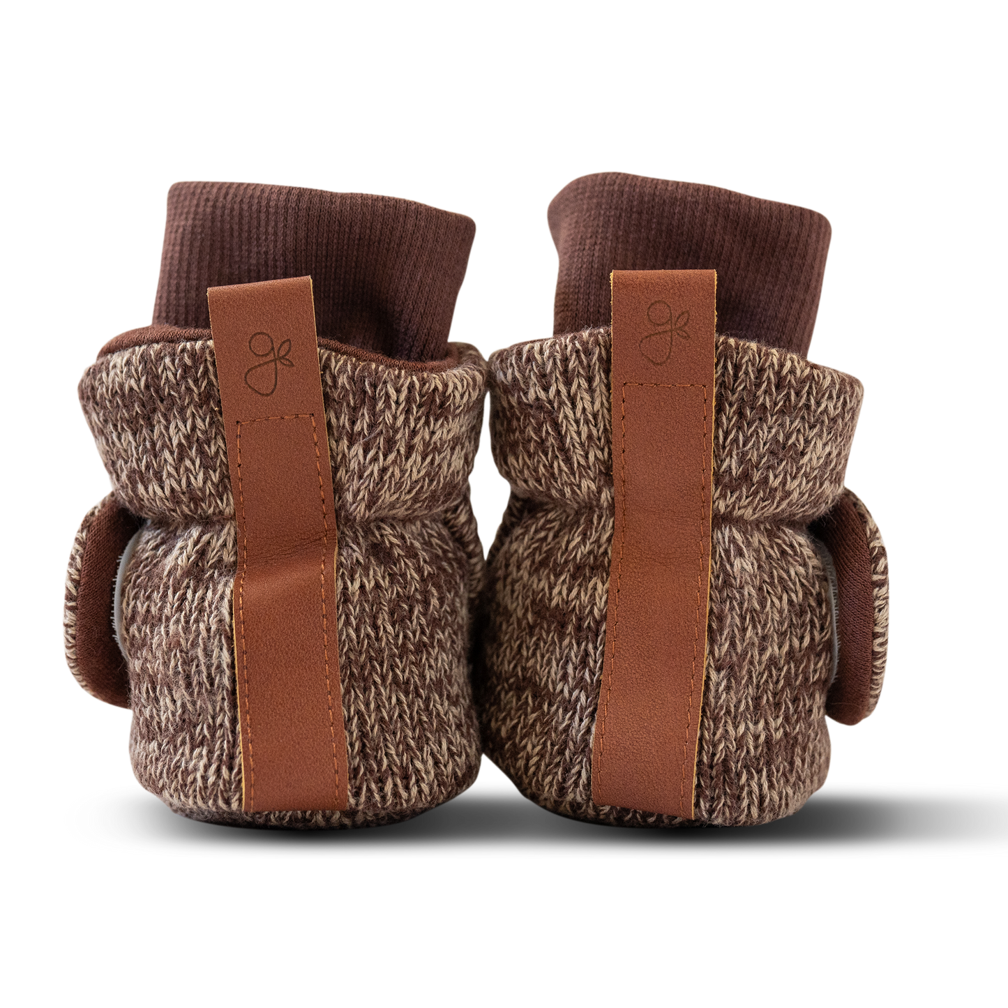 Goumi Knit Baby Stay on Booties in Bark