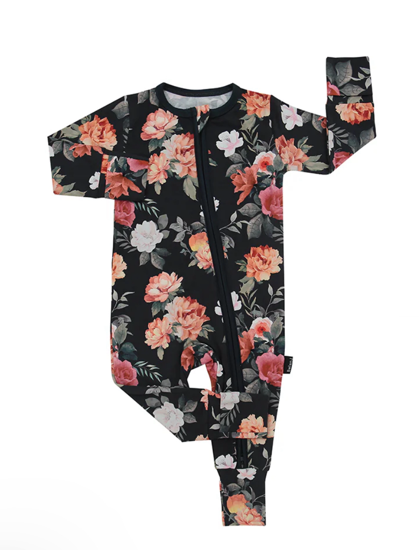 Belan J Foldover Cuff Footless Bamboo Sleeper in Midnight Blossom