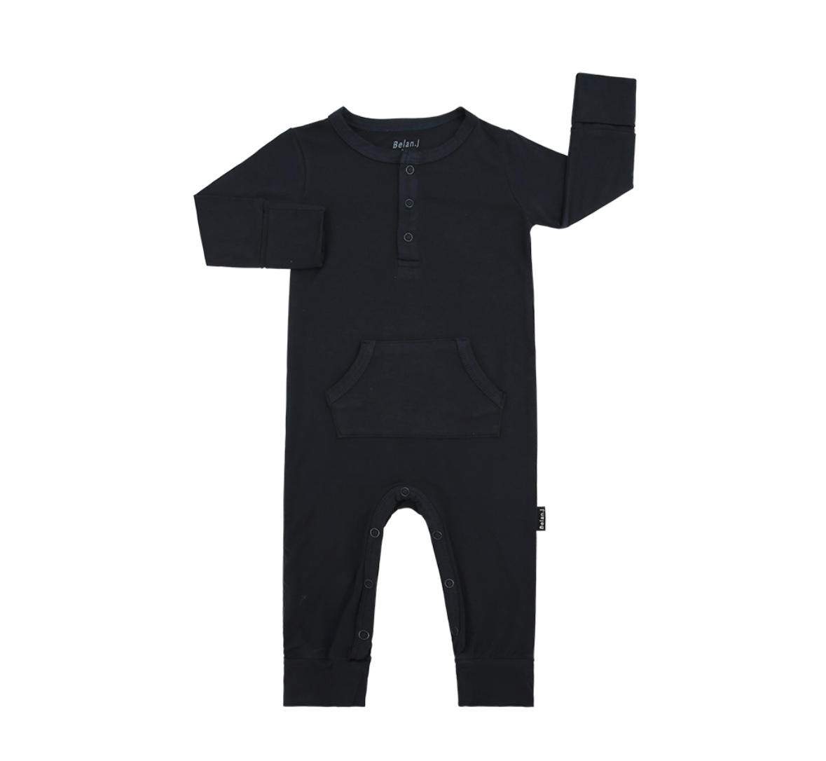 Belan J Long Sleeve Pocket Romper in Midnight