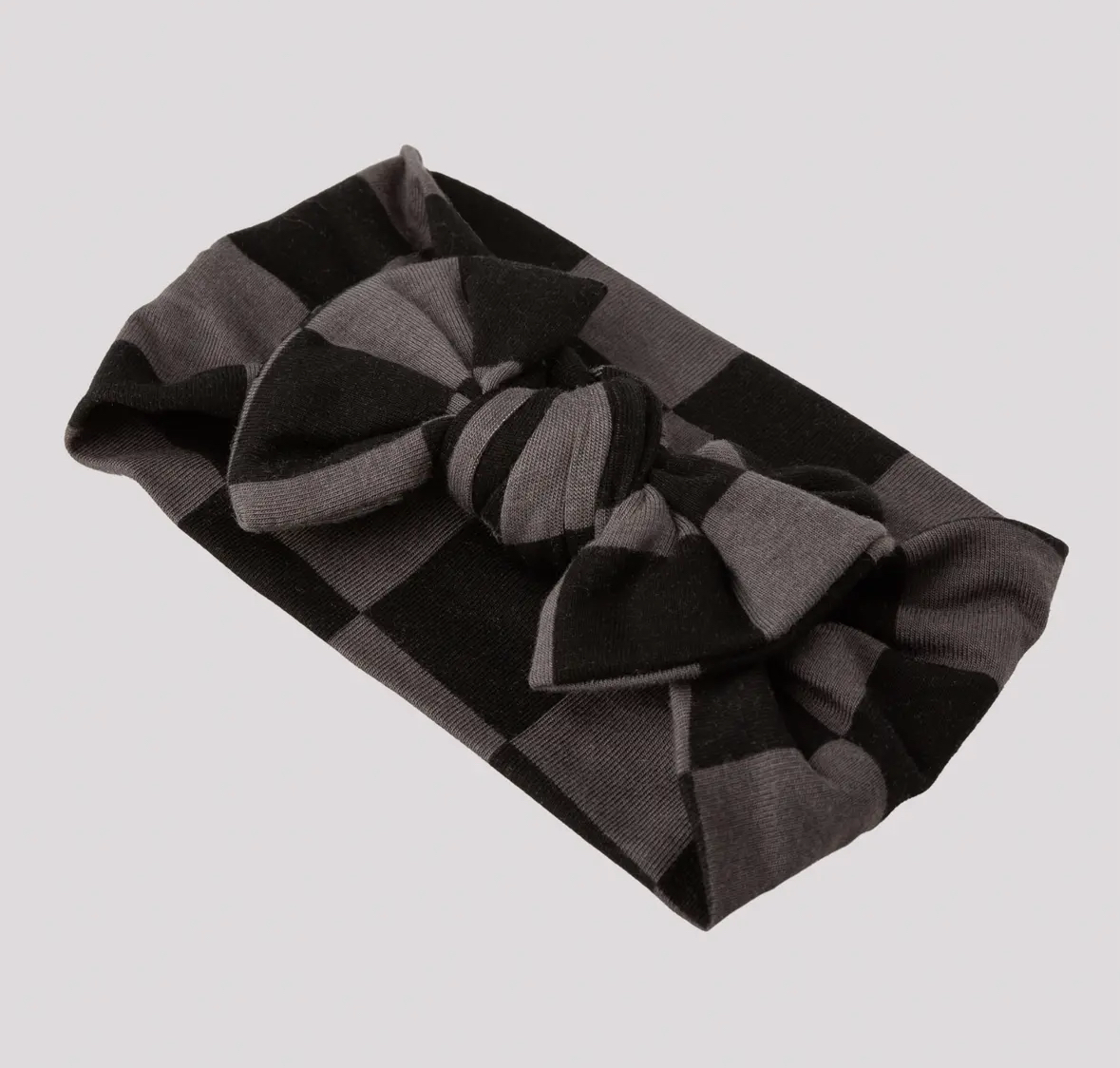 Pip + Phee Bamboo Headband Bow in Charcoal Check