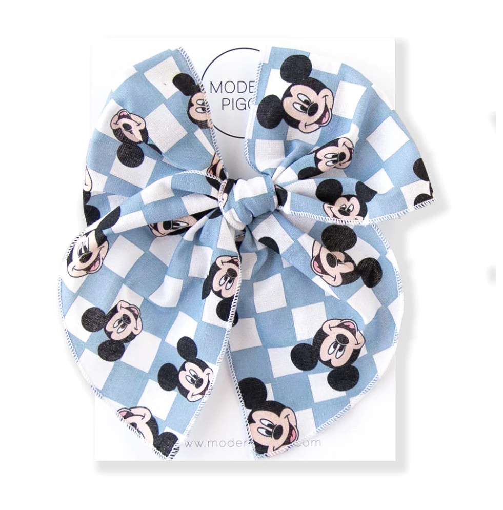 Modern Piggy Large Party Bow in Blue Mickey