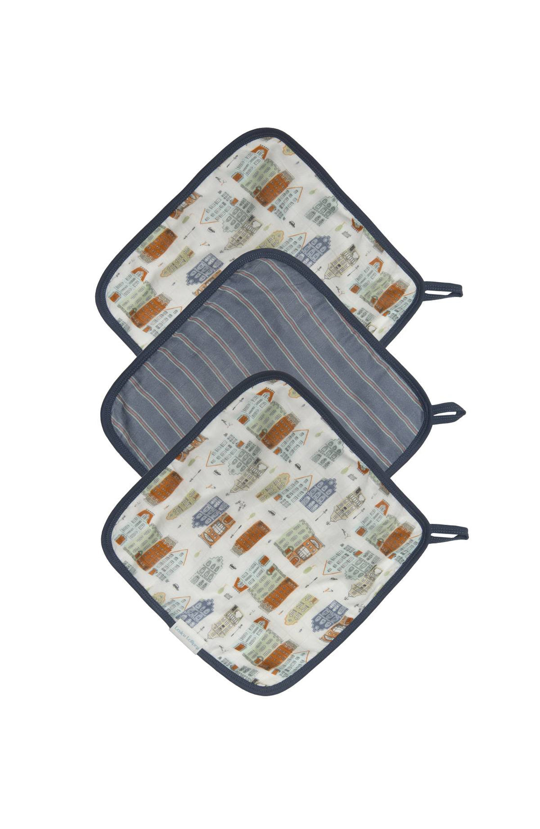 Muslin Cotton 3 Piece Washcloth Set in Home Sweet Home