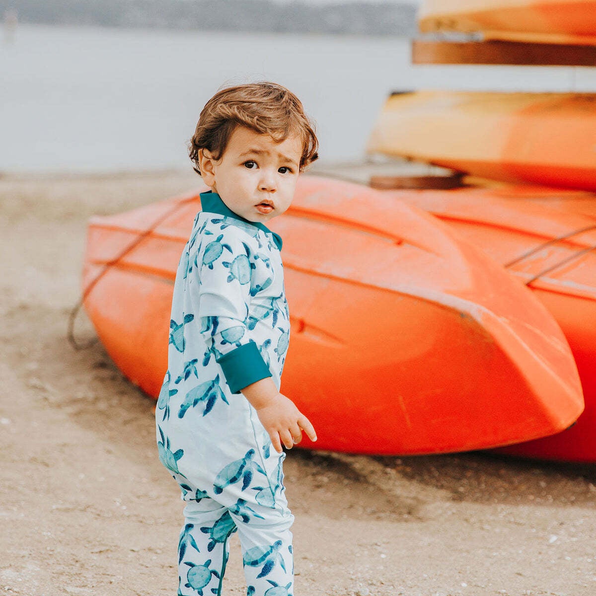 Honeysuckle Swim Sunsuit in Turtley Cute