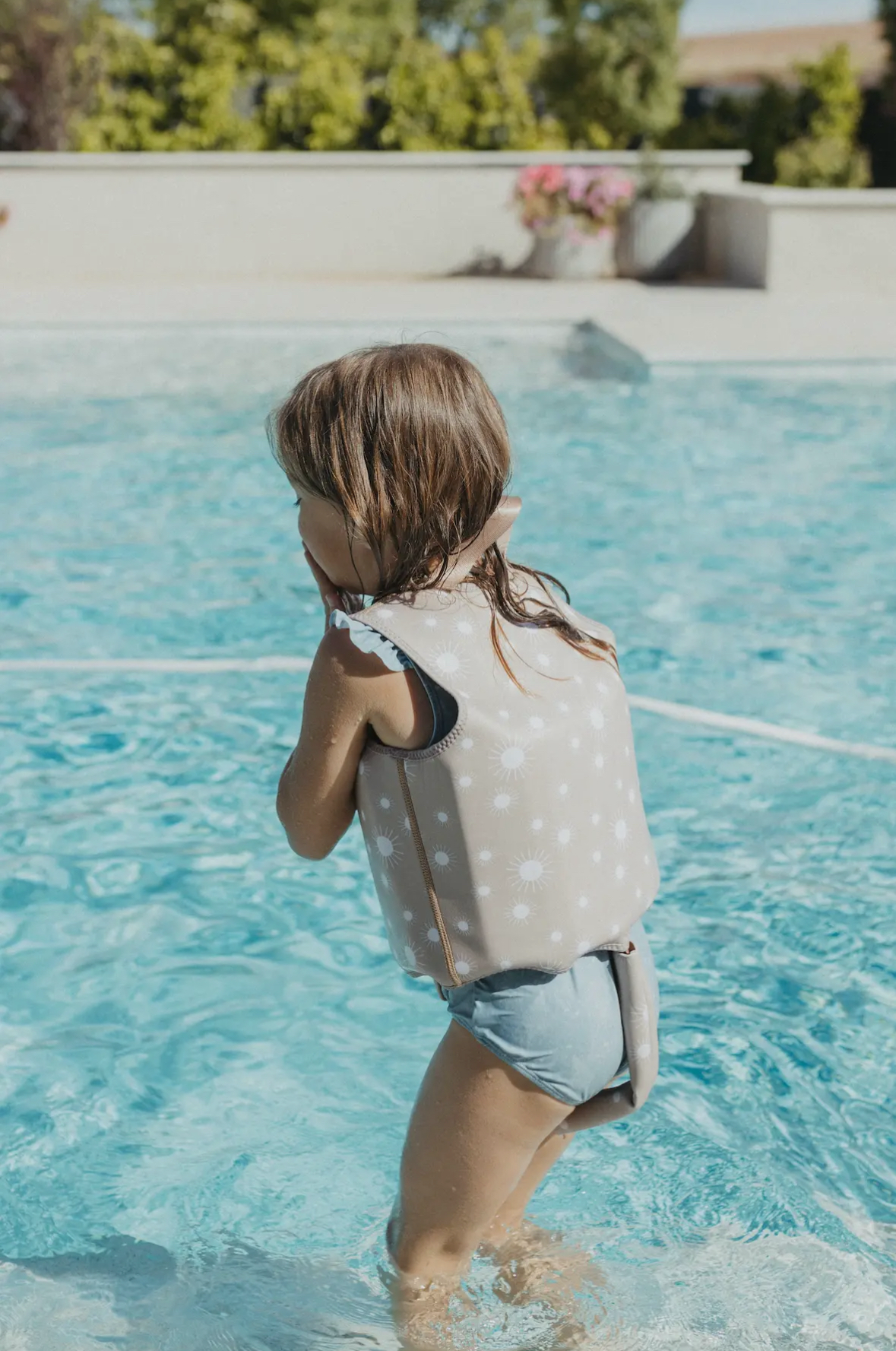 Current Tyed Swim Vest in Gold Suns