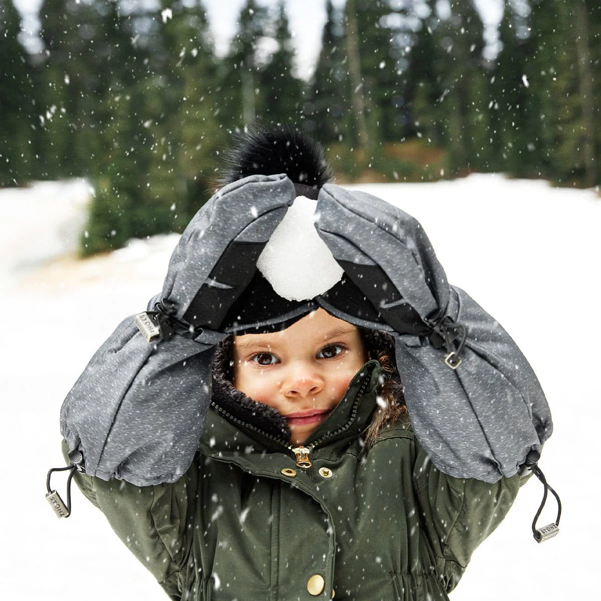 Stonz Kids Snow Mitts in Heather Grey