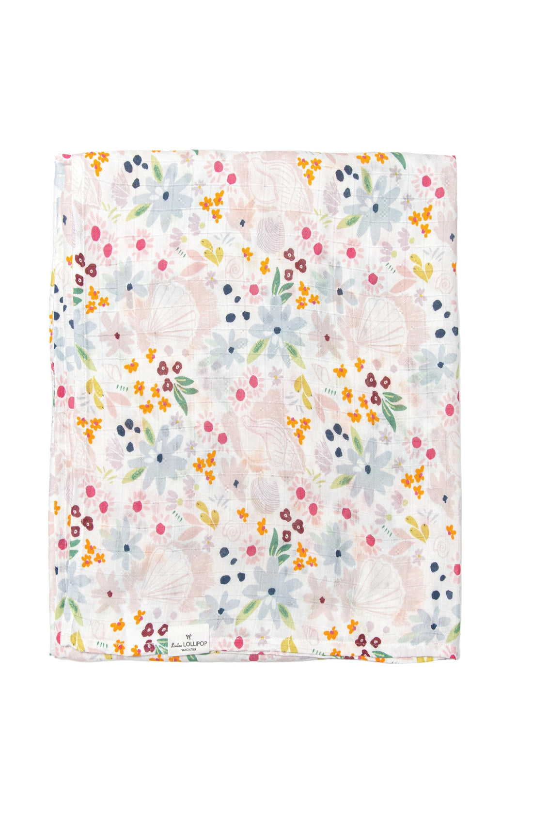 LouLou Lollipop Muslin Swaddle in Shell Floral