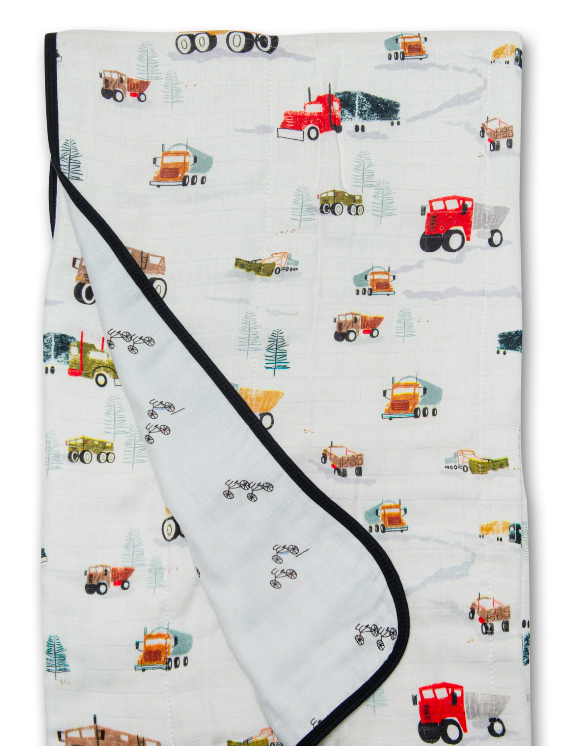 LouLou Lollipop Muslin Quilted Blanket in Happy Trucks