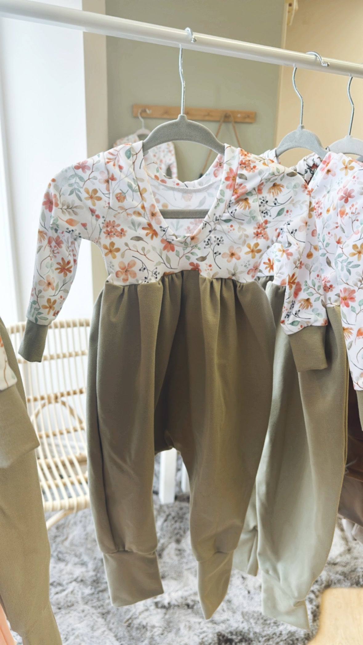 The Custom Elephant Bubble Romper in Sage Floral
