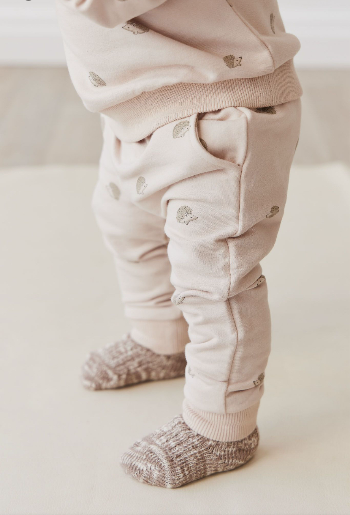 Jamie Kay Organic Cotton Morgan Track Pant in Henry Hedgehog