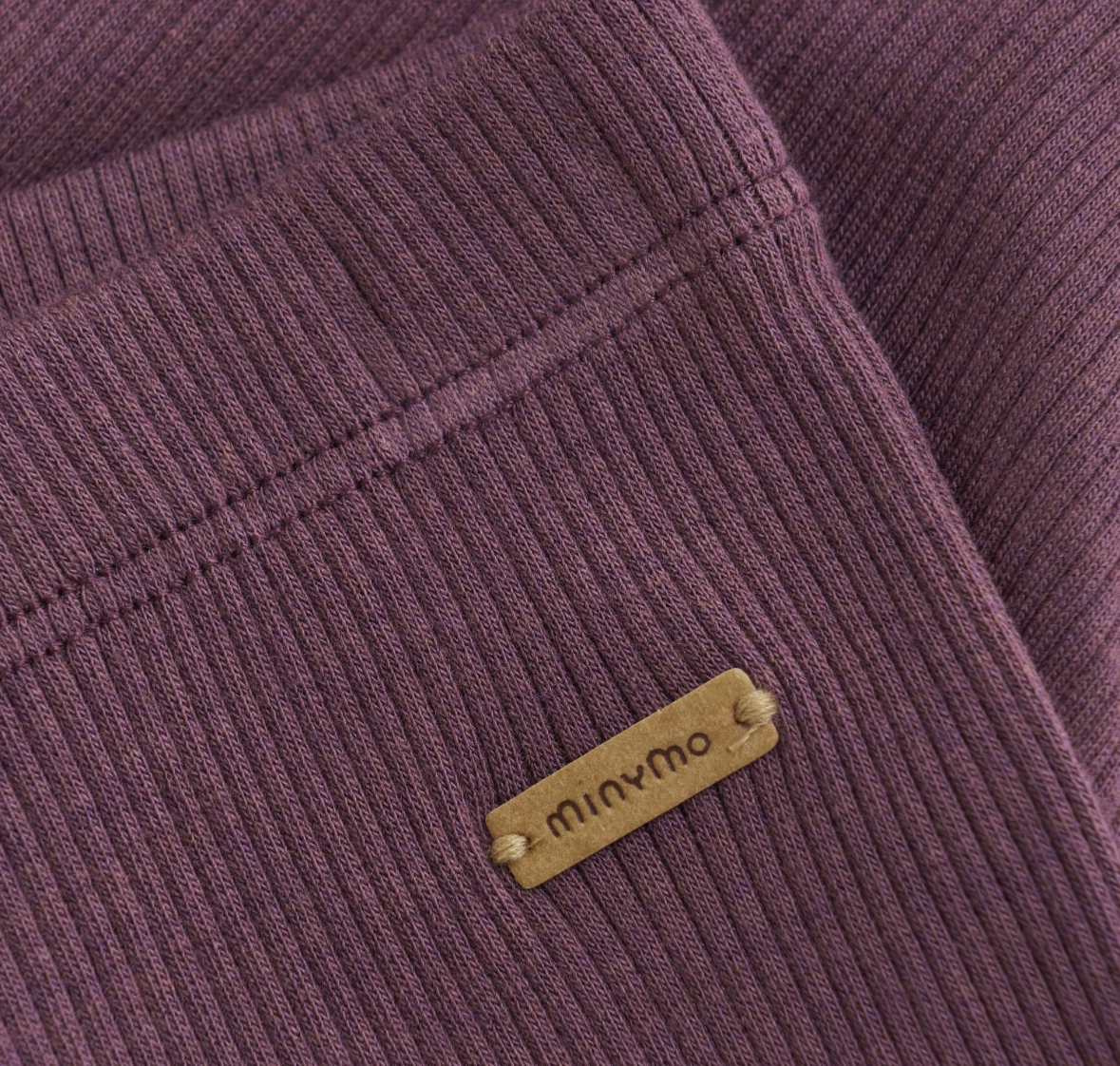 Minymo Ribbed Legging in Black Plum