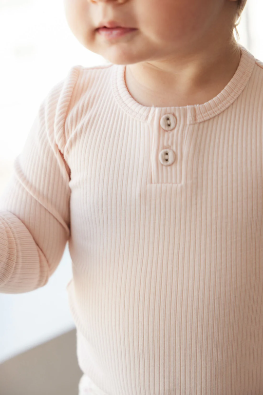 Organic Cotton Modal Long Sleeve Body Suit in Dainty Pink