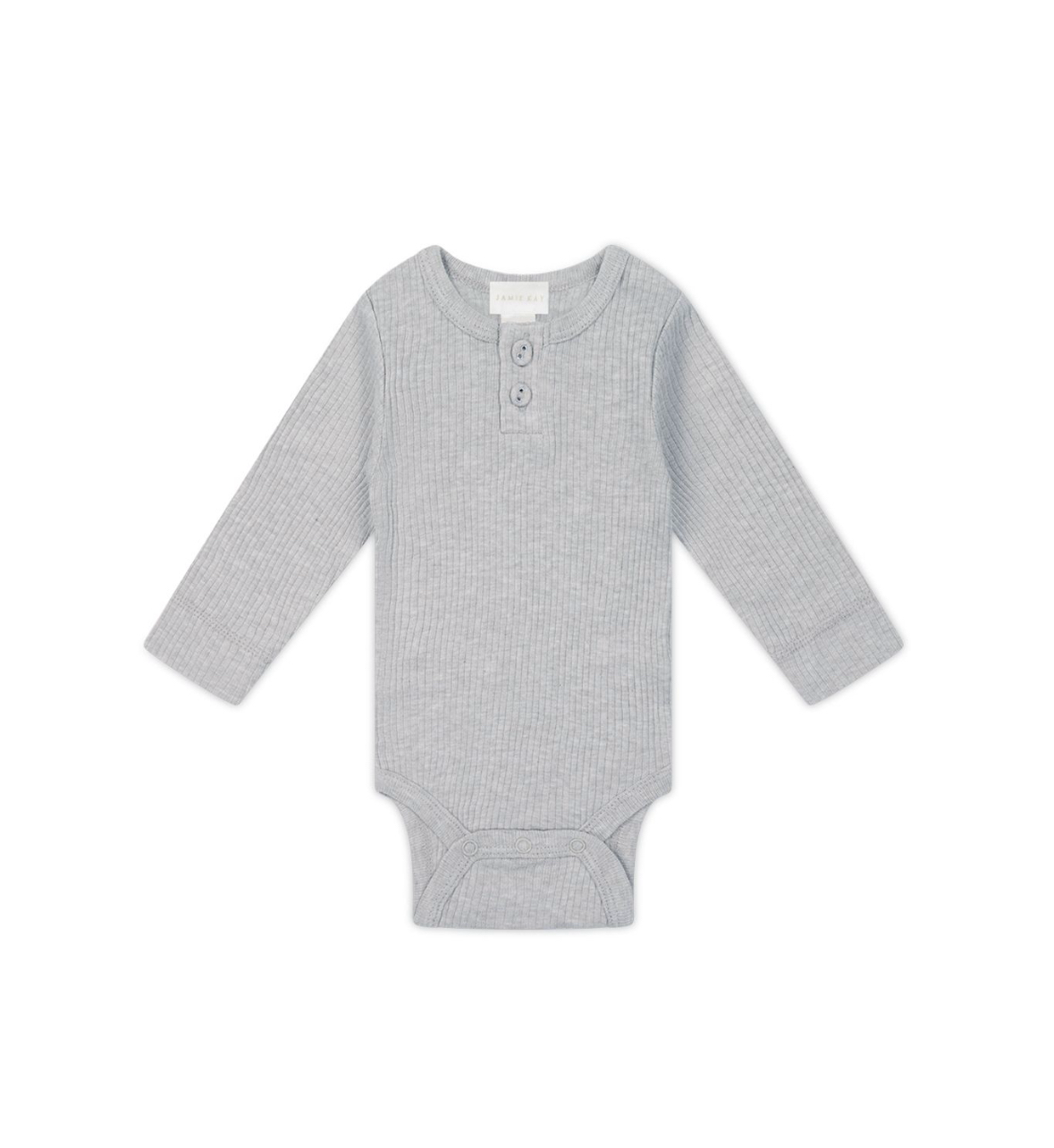 Organic Cotton Modal Long Sleeve Body Suit in Icicle Marle
