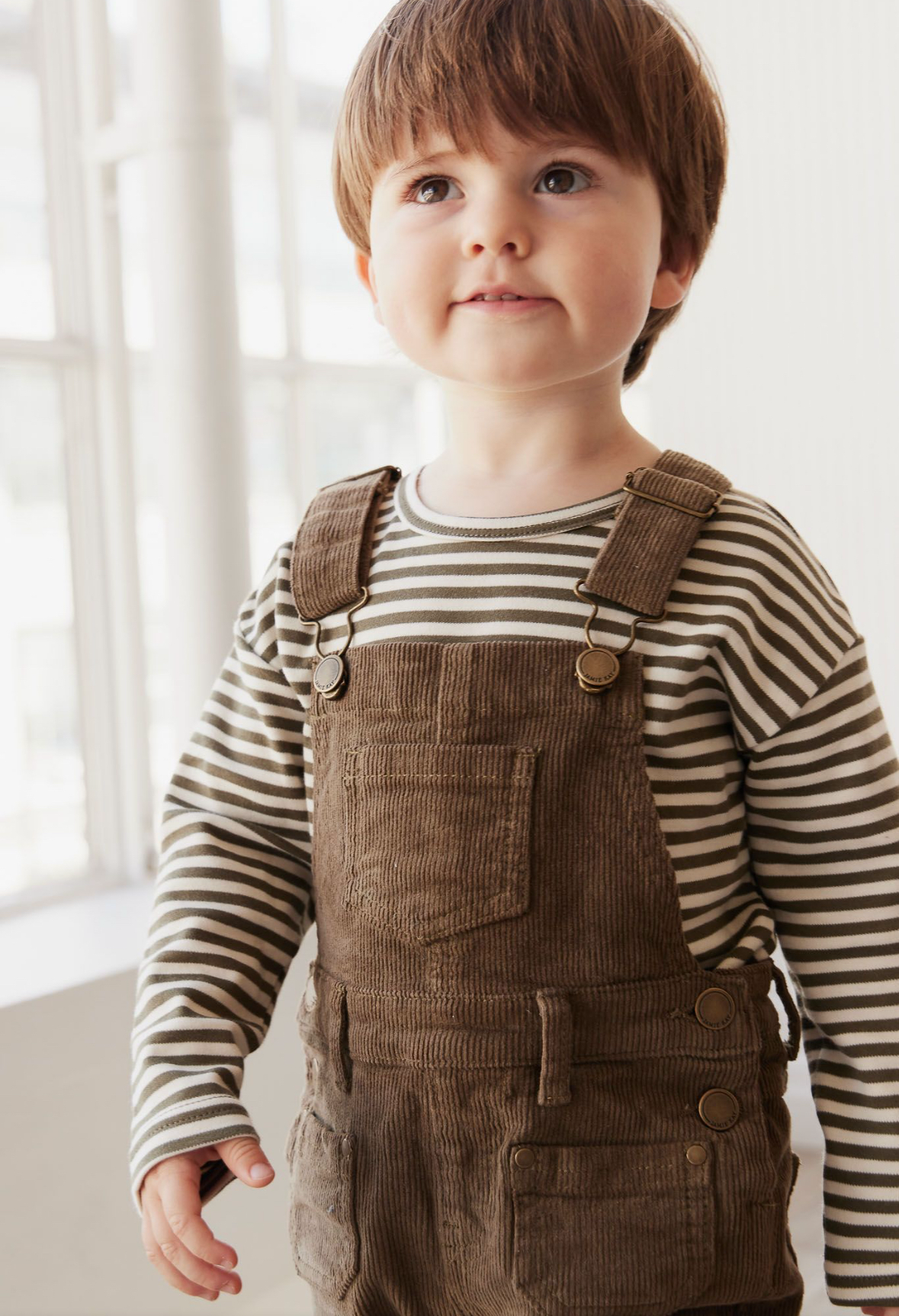 Jamie Kay Arlo Cord Overall in Deep Olive