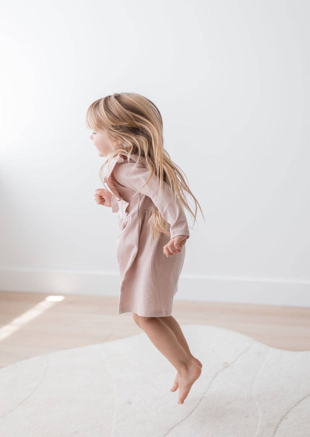 Mila & Co. Ribbed Flutter Dress in Blush