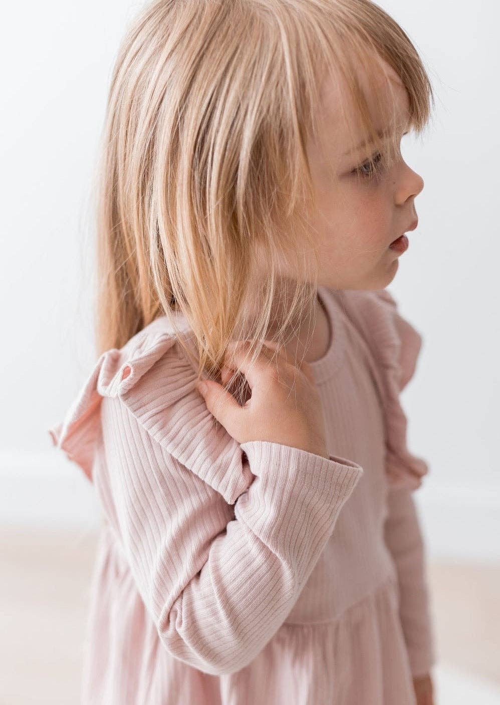 Mila & Co. Ribbed Flutter Dress in Blush