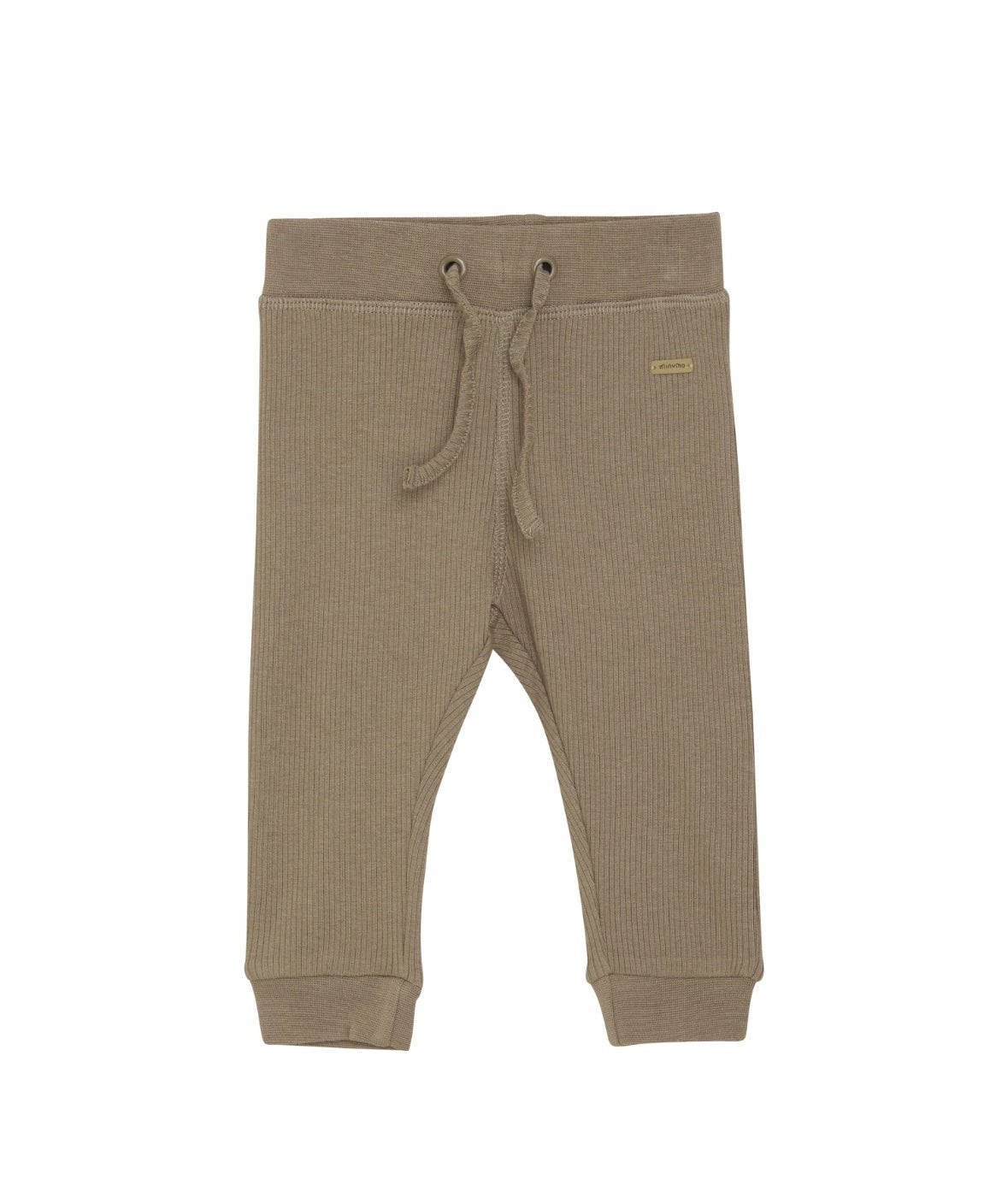 Minymo Ribbed Drawstring Pant in Taupe