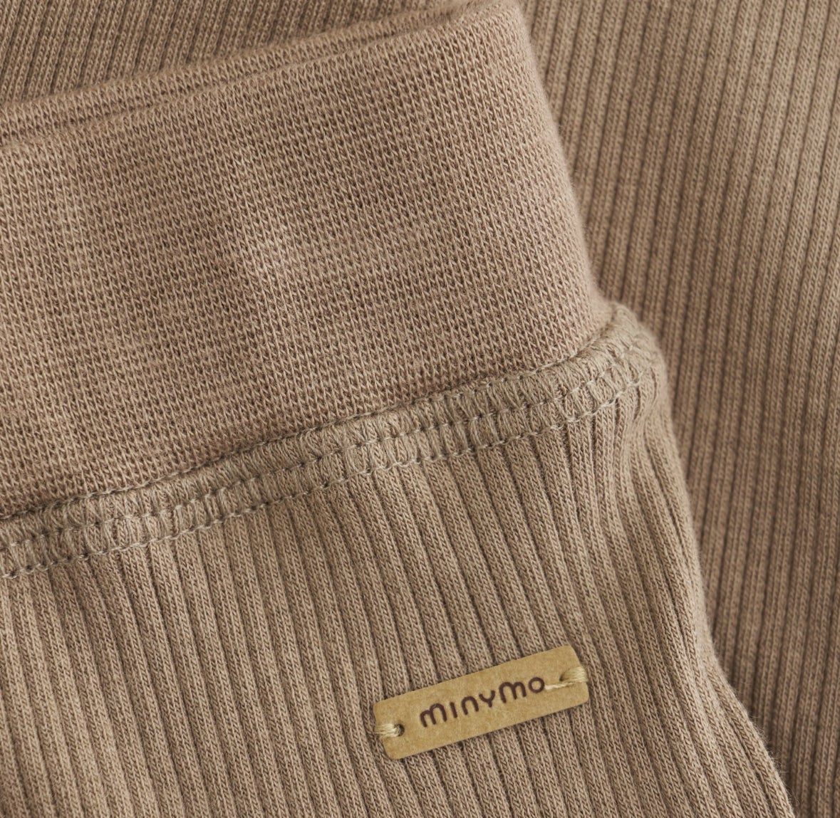 Minymo Ribbed Drawstring Pant in Taupe