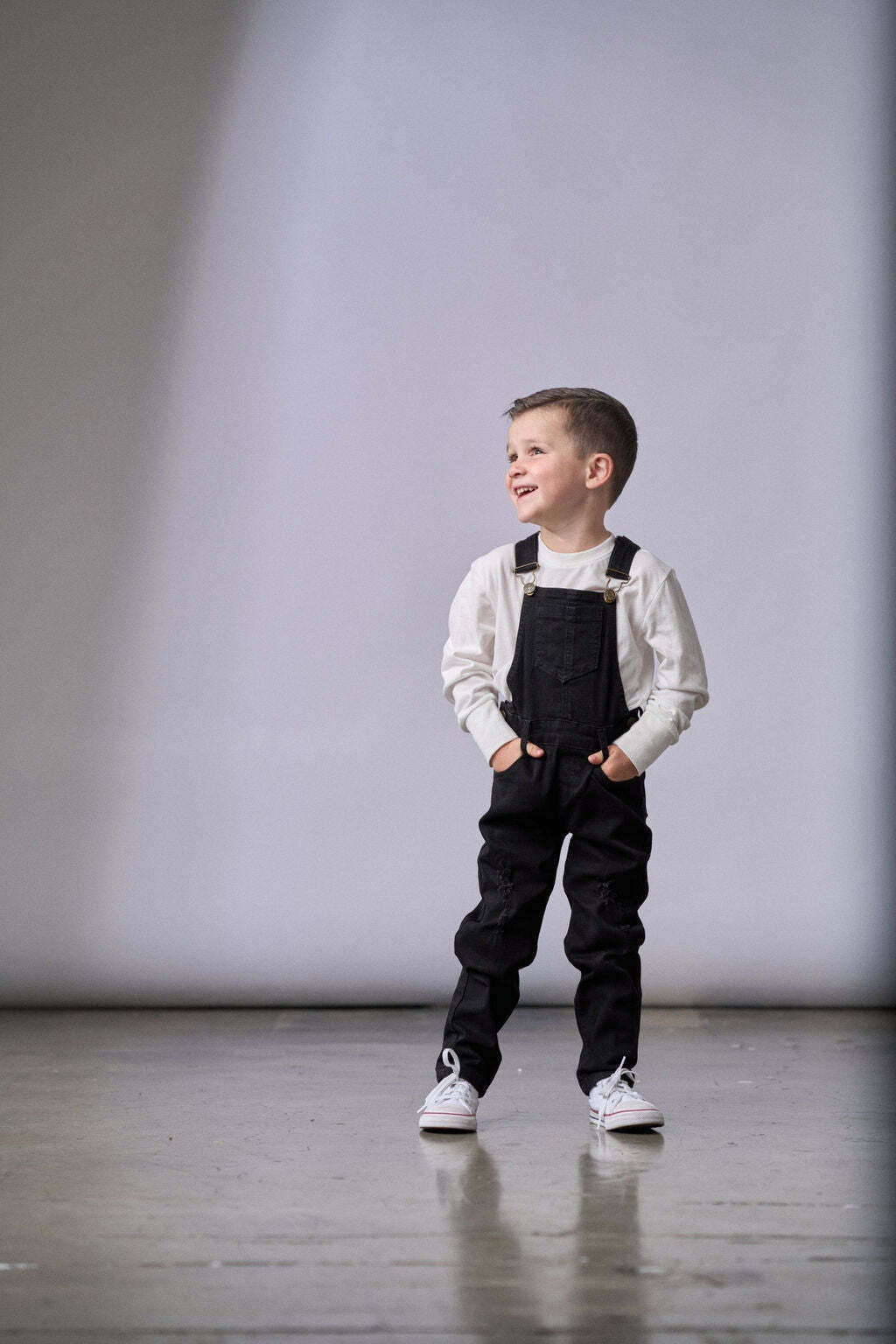 Little Bipsy Distressed Denim Overalls in Black Wash