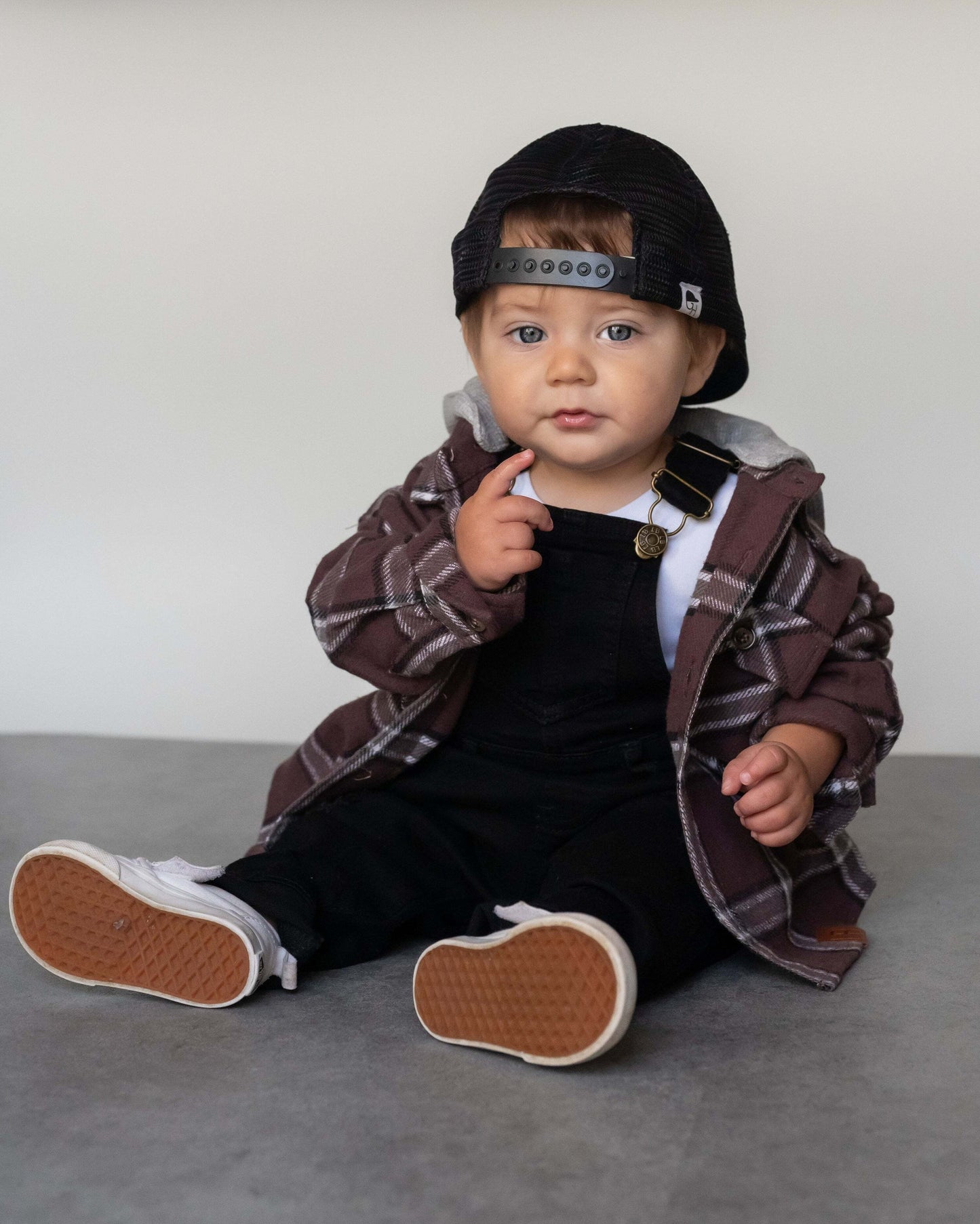 Little Bipsy Distressed Denim Overalls in Black Wash