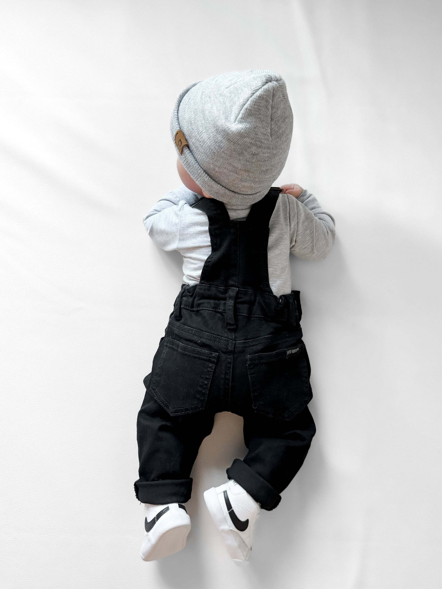 Little Bipsy Distressed Denim Overalls in Black Wash