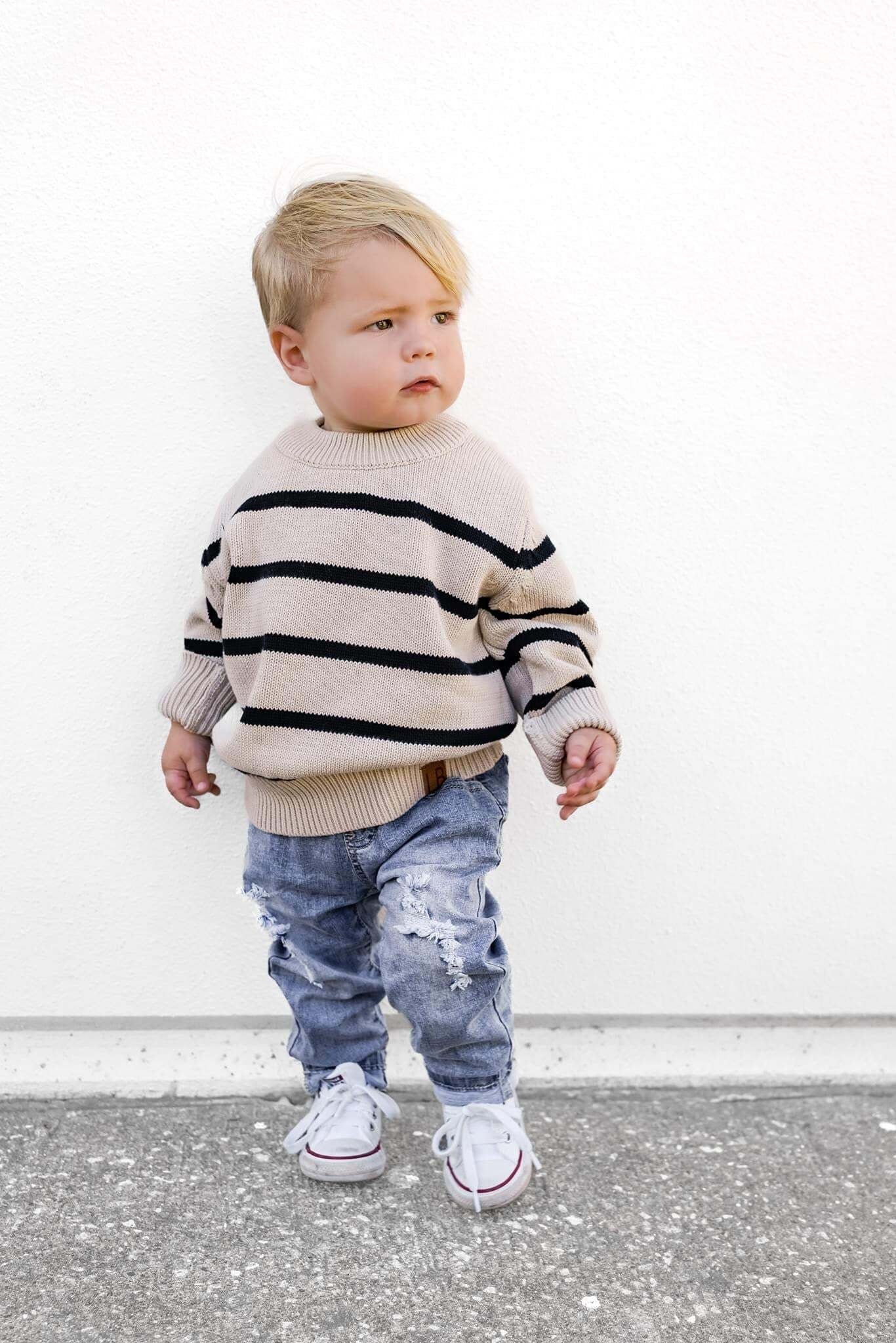 Little Bipsy Knit Sweater in Pinstripe