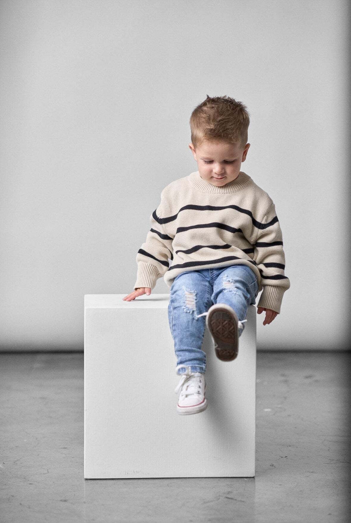 Little Bipsy Knit Sweater in Pinstripe