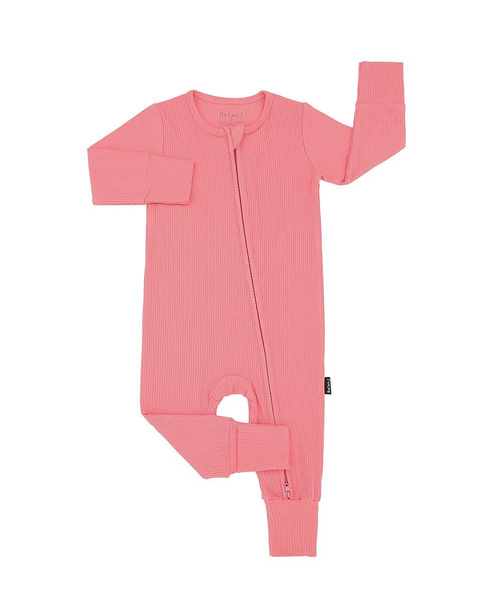 Belan J Ribbed Foldover Cuff Footless Bamboo Sleeper in Candy Pink