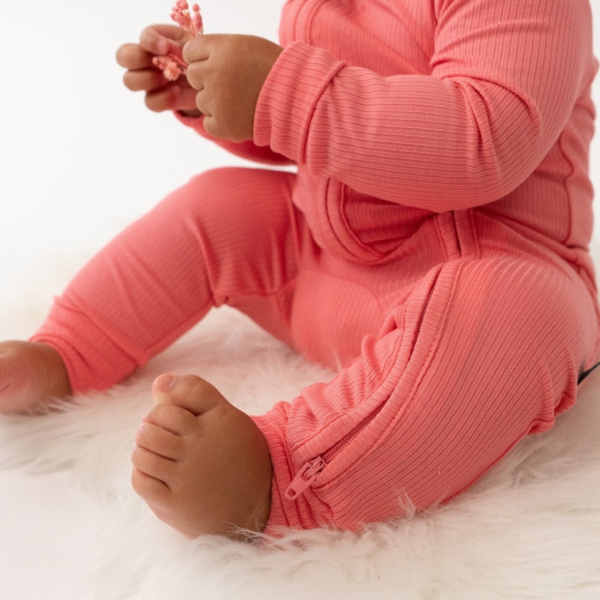 Belan J Ribbed Foldover Cuff Footless Bamboo Sleeper in Candy Pink