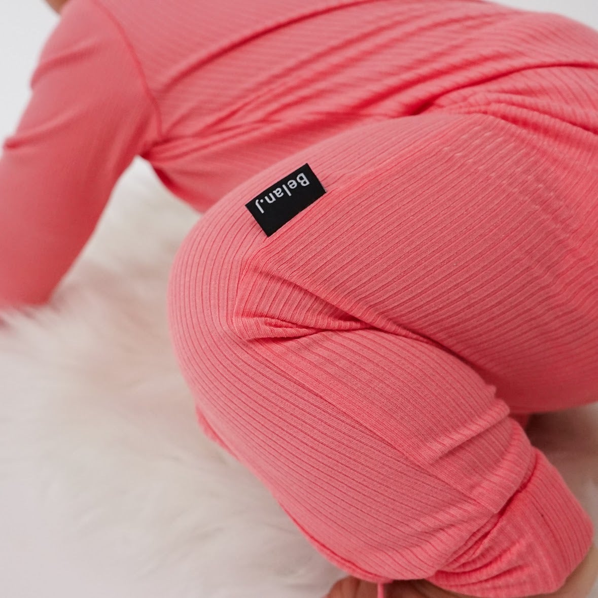 Belan J Ribbed Foldover Cuff Footless Bamboo Sleeper in Candy Pink