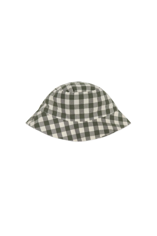Organic Cotton Bucket Hat in Gingham Grape Leaf