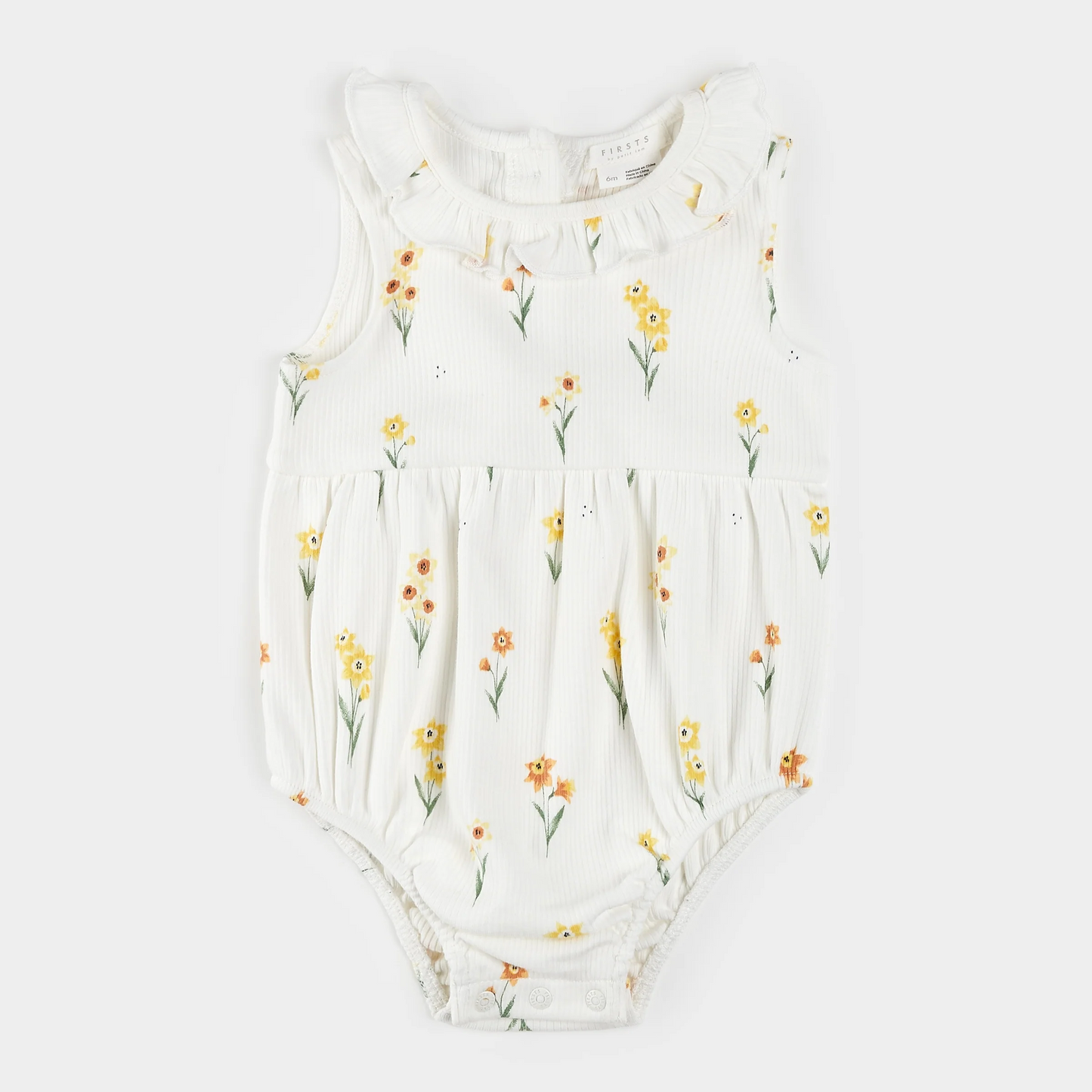 Petit Lem Ribbed Baby Romper in Daffodil