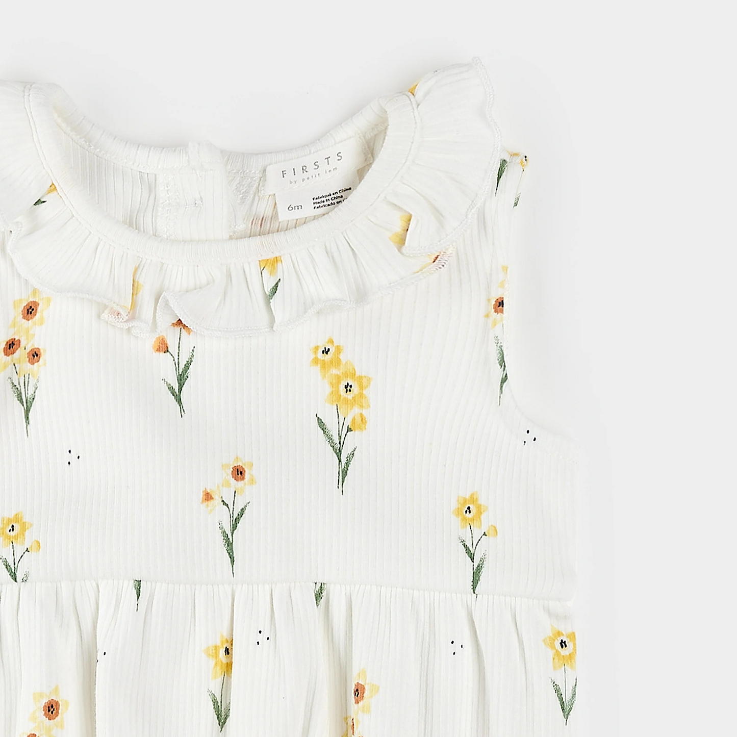 Petit Lem Ribbed Baby Romper in Daffodil