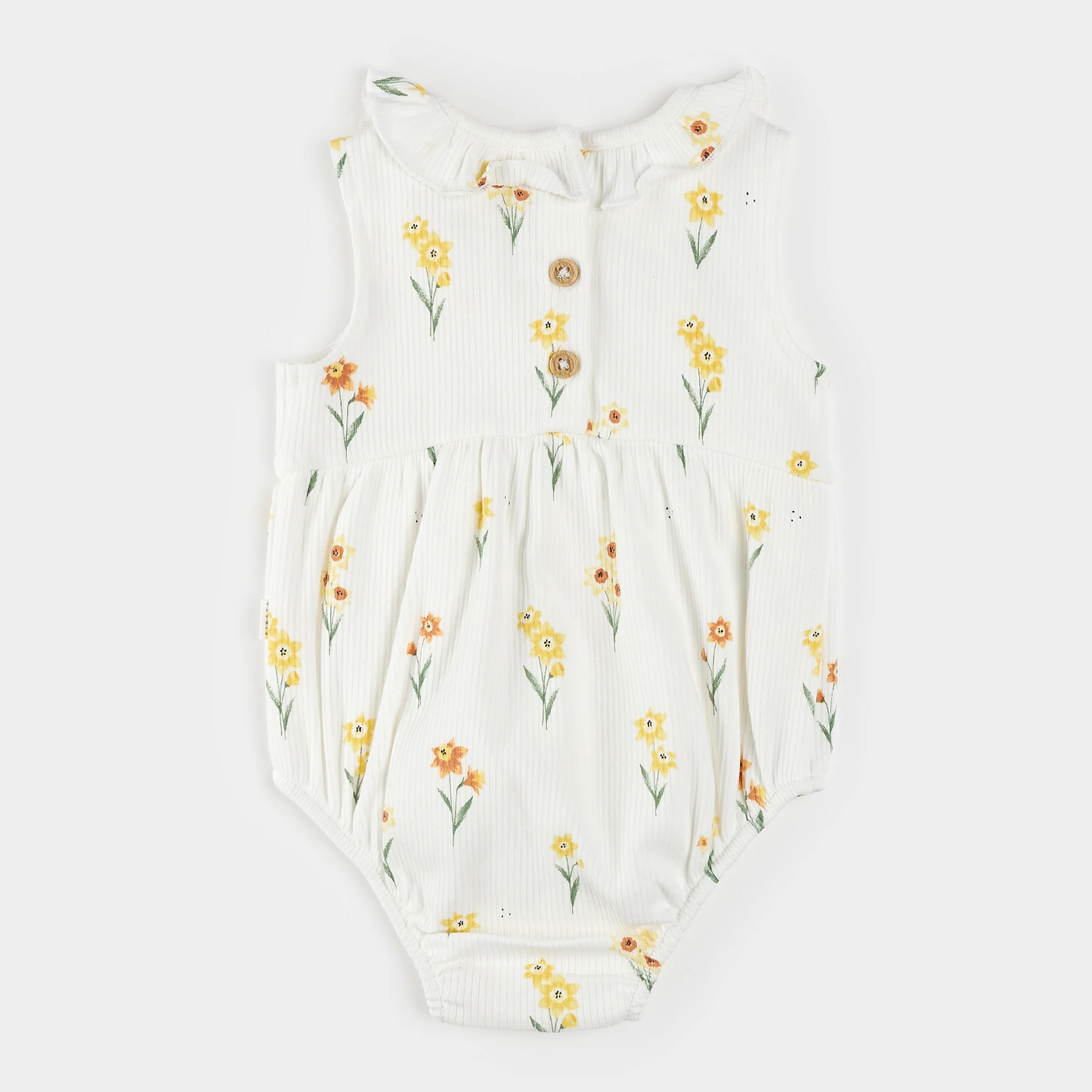 Petit Lem Ribbed Baby Romper in Daffodil