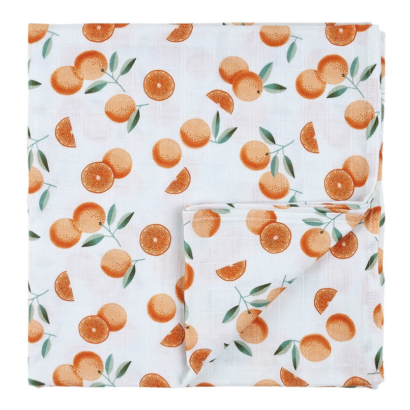 Petit Lem Muslin Swaddle Blanket in Oranges