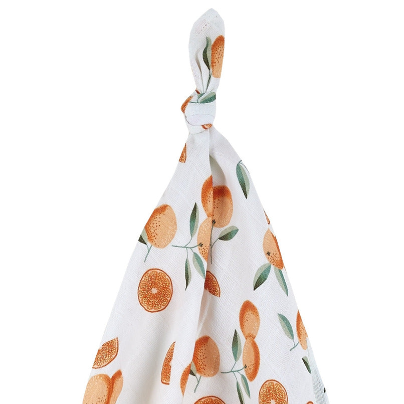 Petit Lem Muslin Swaddle Blanket in Oranges