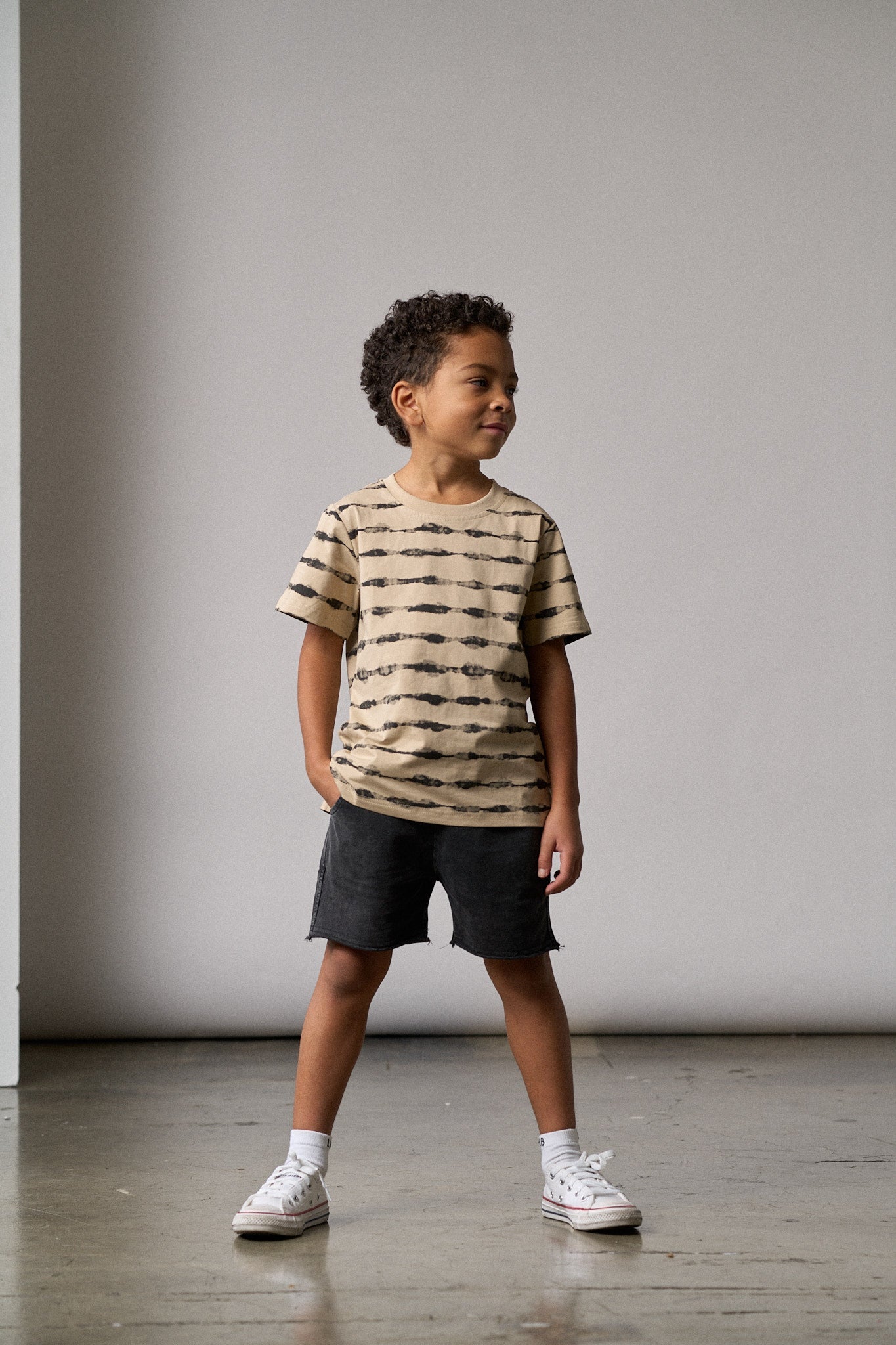 Little Bipsy Acid Wash Raw Edge Harem Short in Black